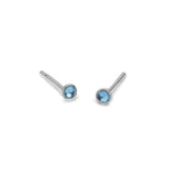 Teeny Tiny Round Stud Earrings in Silver and London Blue Topaz