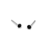Teeny Tiny Round Stud Earrings in Silver and Black Onyx