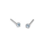 Teeny Tiny Round Stud Earrings in Silver and Light Blue Topaz