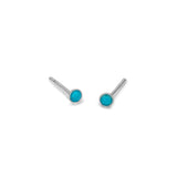 Teeny Tiny Round Stud Earrings in Silver and Turquoise