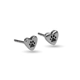 Heart Paw Print Stud Earrings in Silver with 24ct Gold