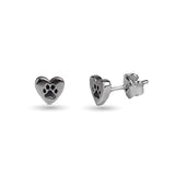Heart Paw Print Stud Earrings in Silver