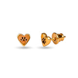 Heart Paw Print Stud Earrings in Silver with 24ct Gold