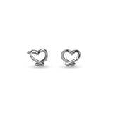 Miniature Open Heart Stud Earrings in Silver