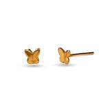 Tiny Butterfly Stud Earrings in Silver with 24ct Gold