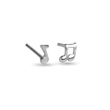Mismatched Music Stud Earrings in Silver