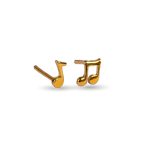 Mismatched Music Stud Earrings in 24ct Gold