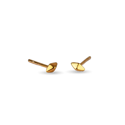 Tiny Rhombus Stud Earrings in Silver with 24ct Gold