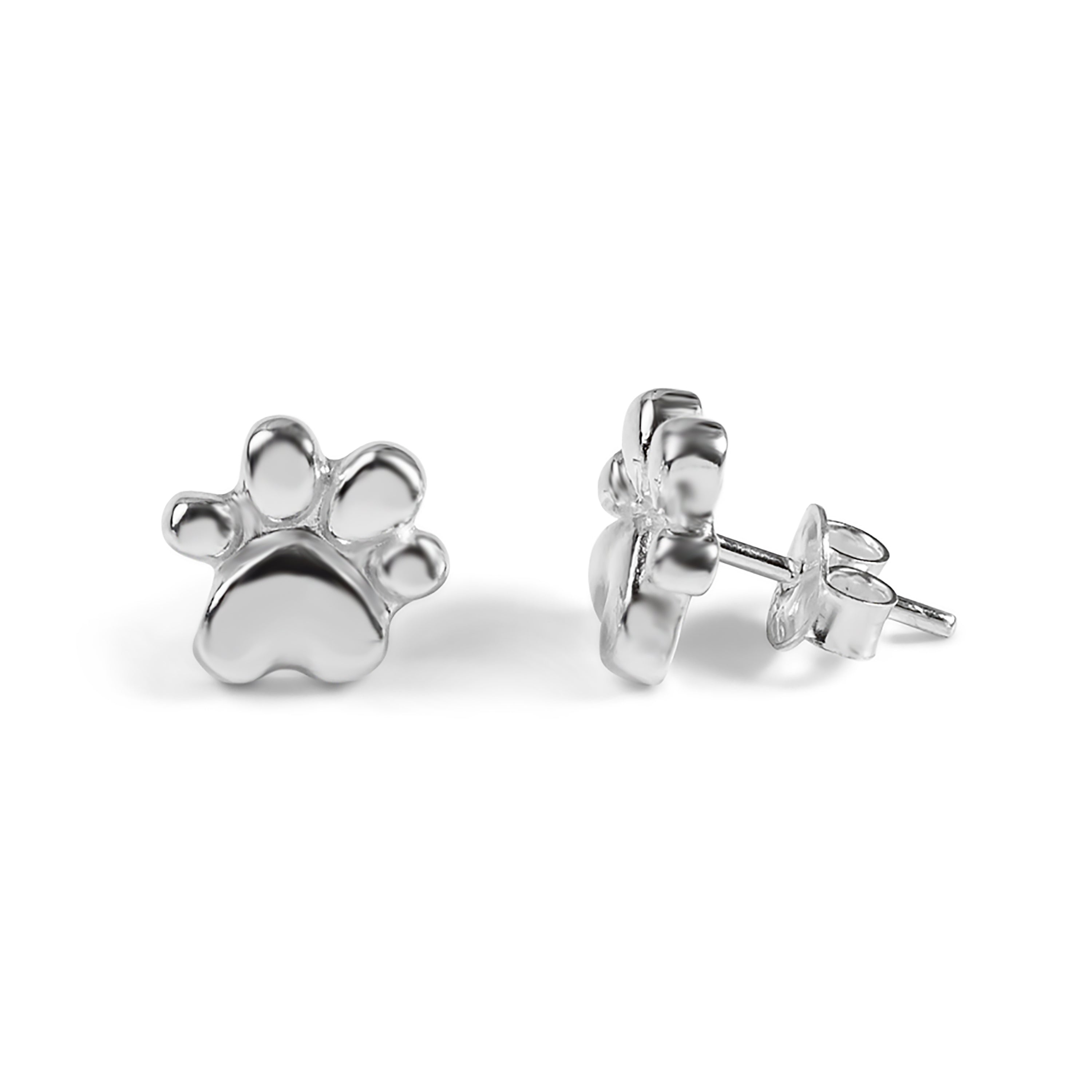 Paw Print Stud Earrings in Silver with 24ct Gold