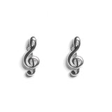 Musical Treble Clef Stud Earrings in Silver with 24ct Gold