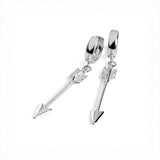 Slim Arrow Hoop Drop Earrings in Sterling Silver