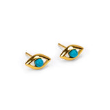 Evil Eye Stud Earrings in Silver and Turquoise