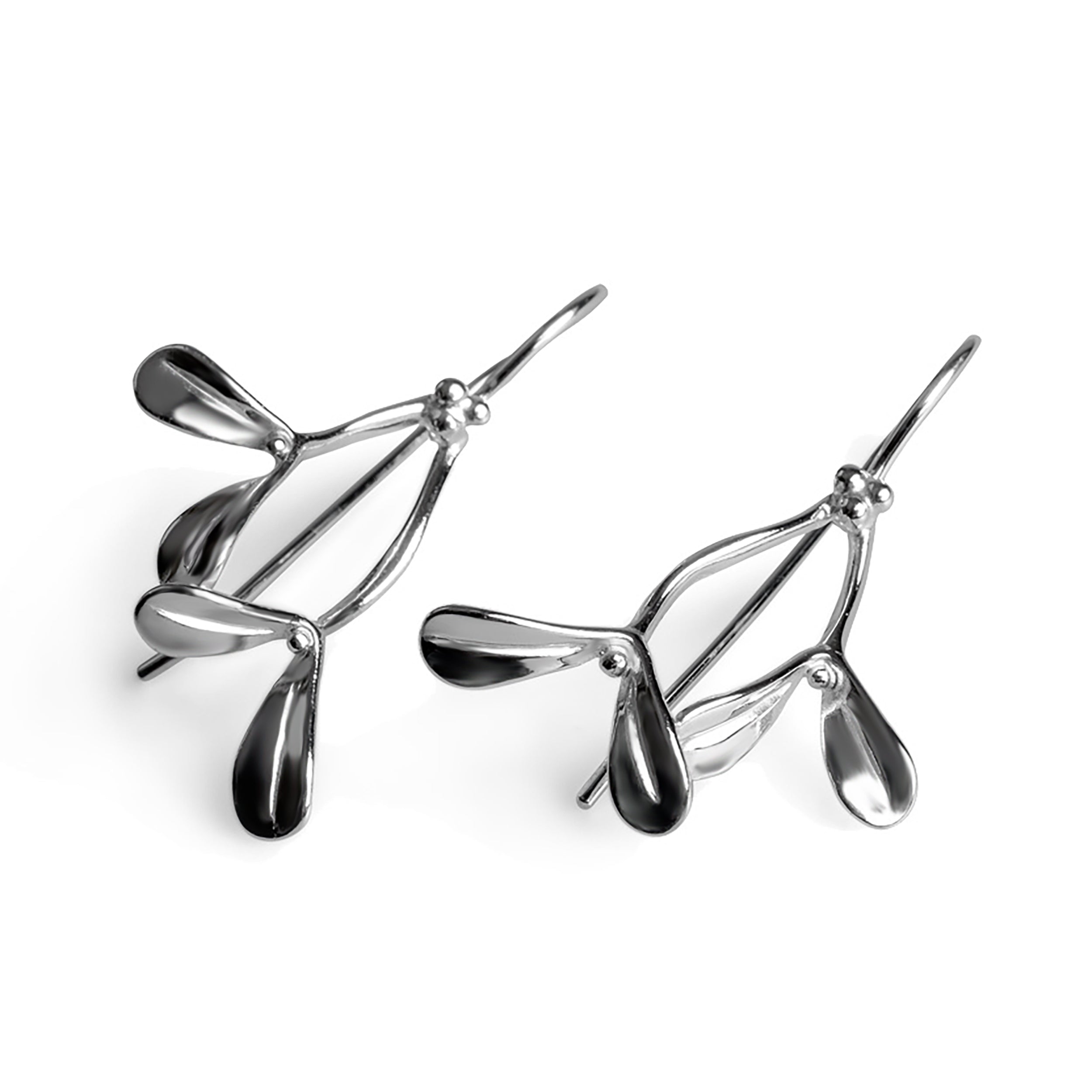 Merry Mistletoe Hook Earrings in Silver with 24ct Gold