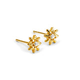 Snowflake Stud Earrings in Silver and 24ct Gold with Cubic Zirconia