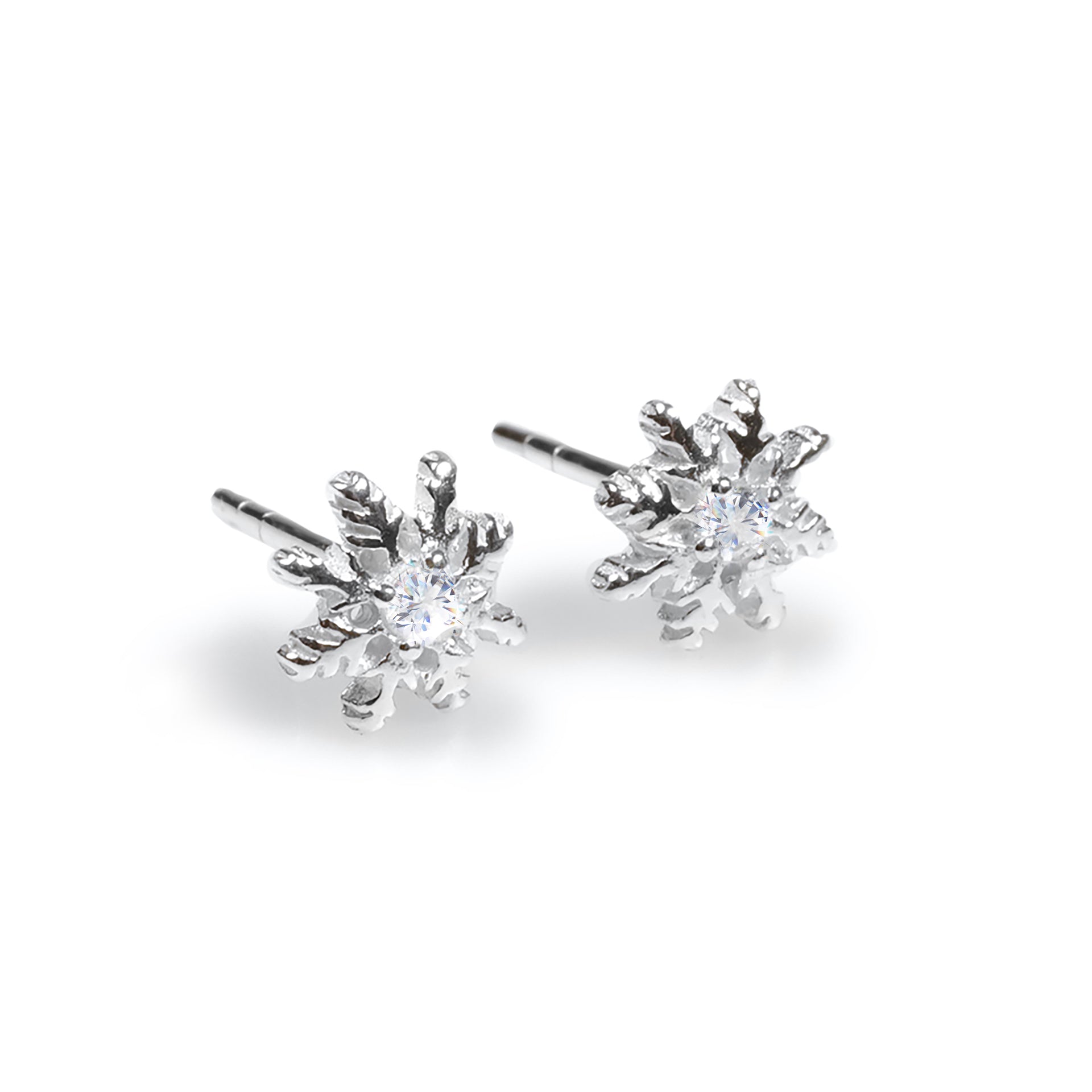 Snowflake Stud Earrings Cubic Zirconia