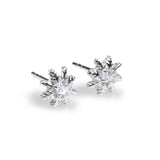 Snowflake Stud Earrings in Silver and 24ct Gold with Cubic Zirconia
