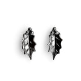 Holly Leaf Stud Earrings in Silver with 24ct Gold