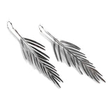 Small Areca Palm Leaf Drop Earrings in Silver