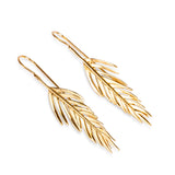 Small Areca Palm Leaf Drop Earrings in Silver with 24ct Gold