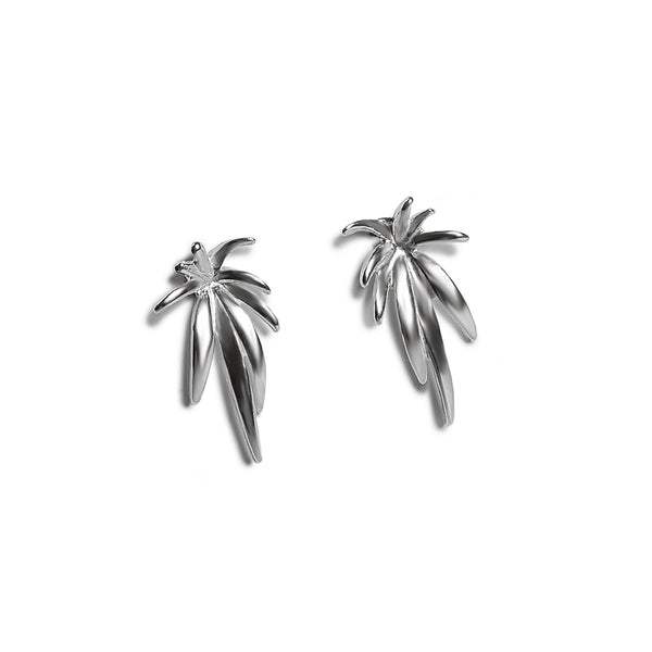 Palm Burst Stud Earrings in Silver