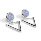 Triangle Drop Earrings in Silver and Blue Lace Agate