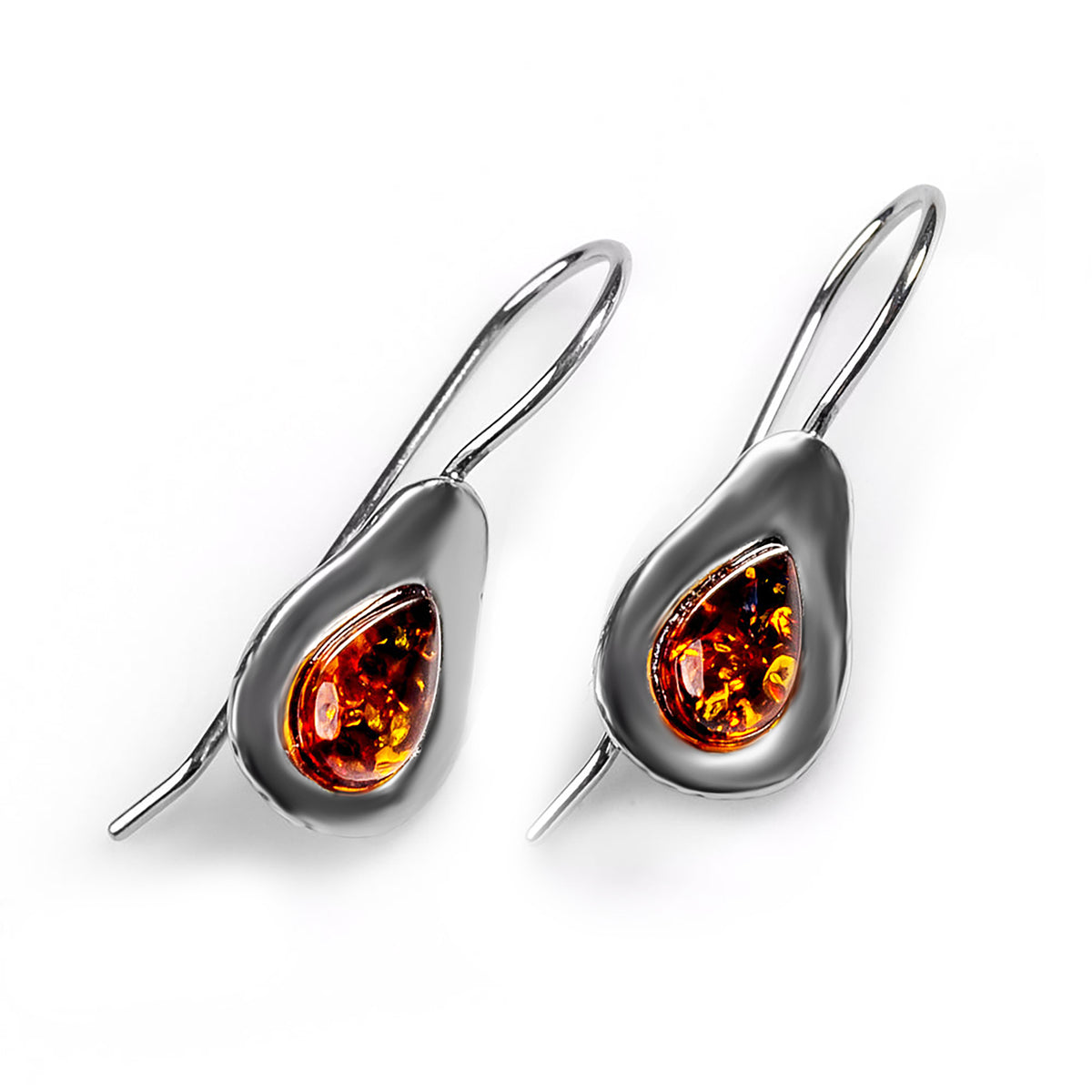 Avocado Drop Earrings Cognac Amber