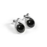 Sealed With A Kiss Stud Earrings in Silver with 24ct Gold & Black Onyx