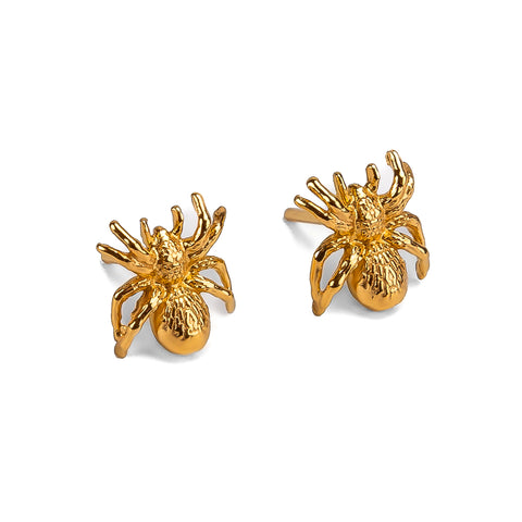 Tarantula Spider Stud Earrings in Silver with 24ct Gold
