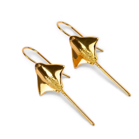 Stingray Hook Earrings in Silver with 24ct Gold