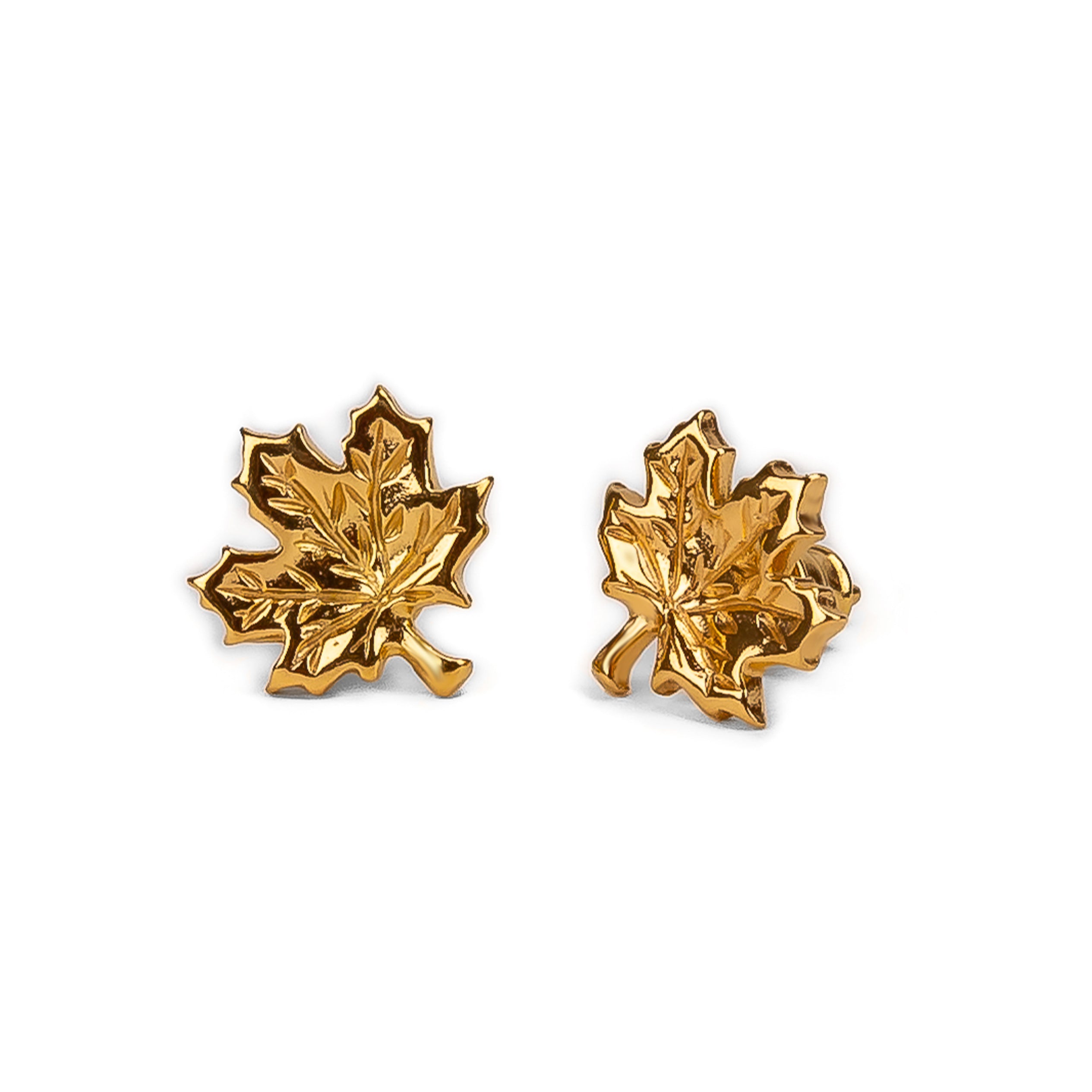 Maple Leaf Stud Earrings in Silver