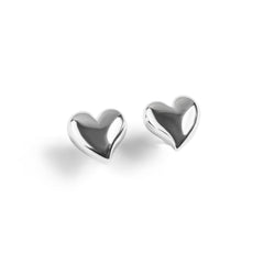 Floating Heart Stud Earrings in Silver