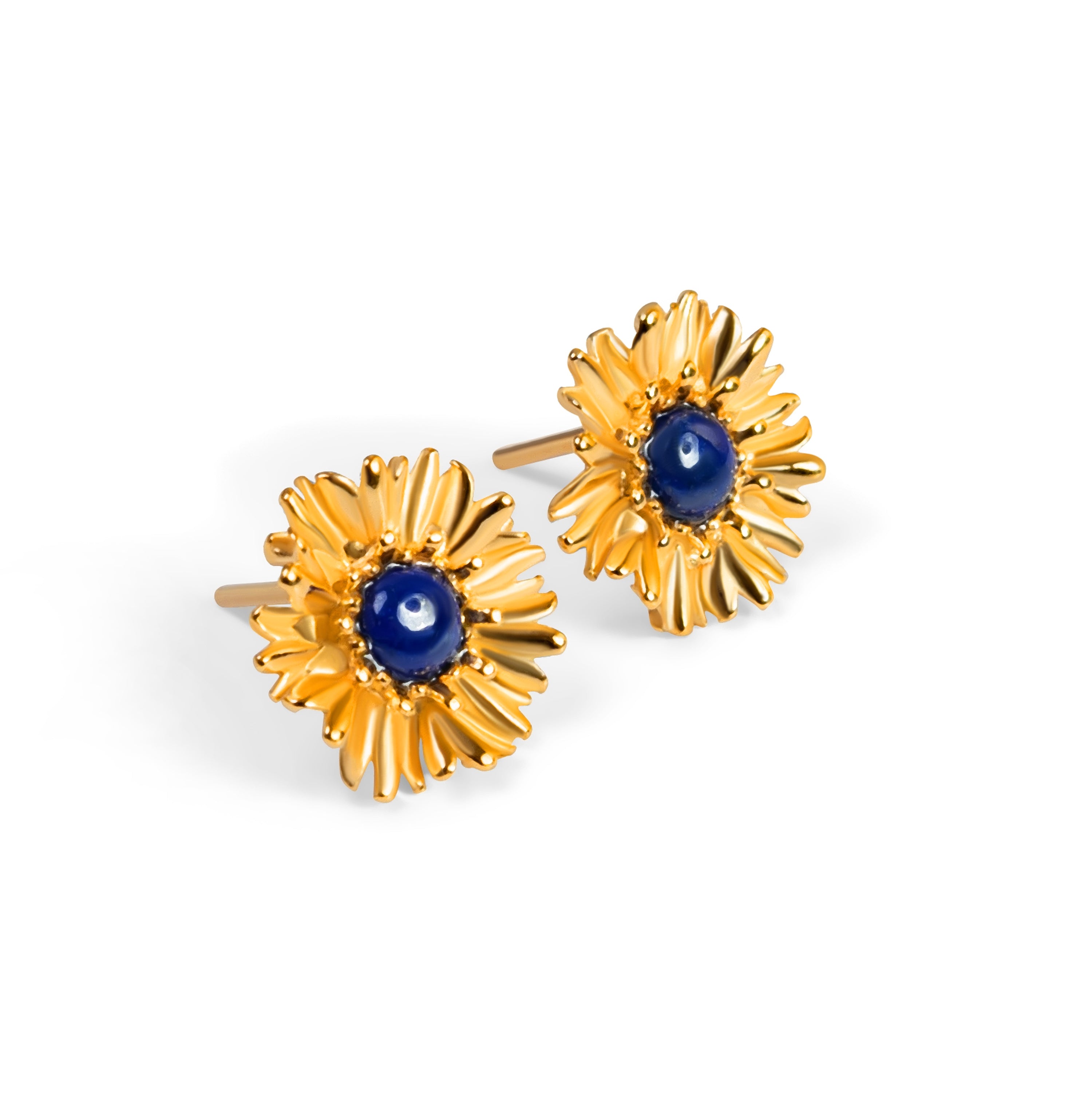 Cornflower Stud Earrings in Silver and Lapis Lazuli