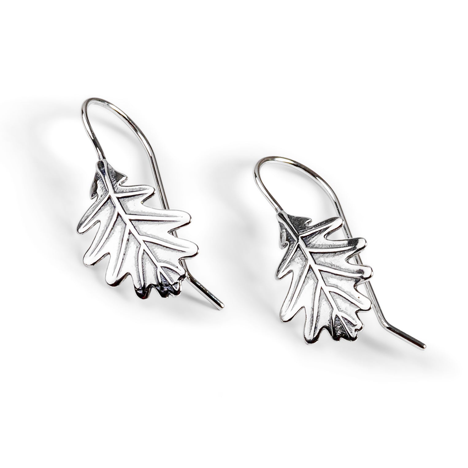 Oak Leaf Hook Earrings in Silver with 24ct Gold