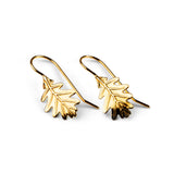 Oak Leaf Hook Earrings in Silver with 24ct Gold