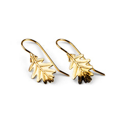 Oak Leaf Hook Earrings in Silver with 24ct Gold
