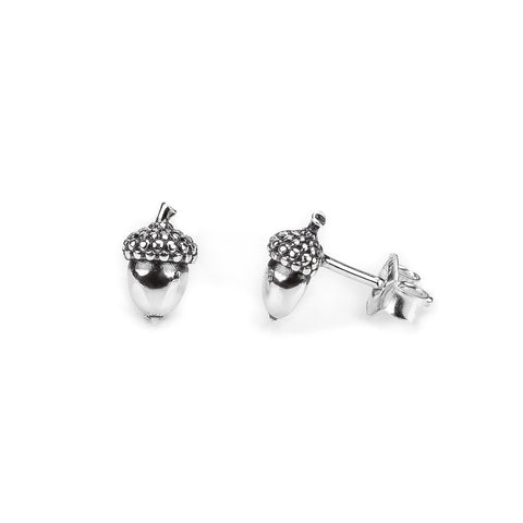 Miniature Acorn Stud Earrings in Silver