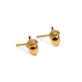 Miniature Acorn Stud Earrings in Silver with 24ct Gold