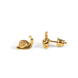 Sweet Snail Stud Earrings in Silver with 24ct Gold