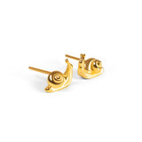 Sweet Snail Stud Earrings in Silver with 24ct Gold