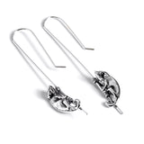 Climbing Chameleon Hook Earrings in Silver with 24ct Gold
