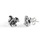 Miniature Squirrel Stud Earrings in Silver with 24ct Gold
