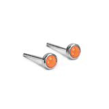 Silver & Carnelian Round Stud Earrings Set of 3