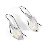 Lily of the Valley Flower Drop Earrings in Silver & Mother of Pearl