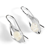 Lily of the Valley Flower Drop Earrings in Silver with 24ct Gold & Mother of Pearl