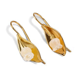 Lily of the Valley Flower Drop Earrings in Silver with 24ct Gold & Mother of Pearl