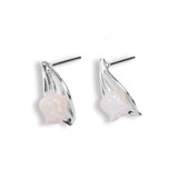 Lily of the Valley Flower Stud Earrings in Silver with 24ct Gold & Mother of Pearl