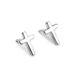 Simple Cross Stud Earrings in Silver