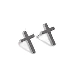 Simple Cross Stud Earrings in Silver with 24ct Gold