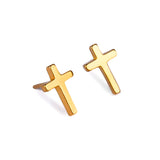 Simple Cross Stud Earrings in Silver with 24ct Gold