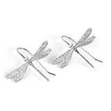 English Emperor Dragonfly Statement Hook Earrings in Silver